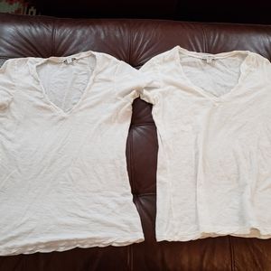James Perse white v neck tshirts (two)